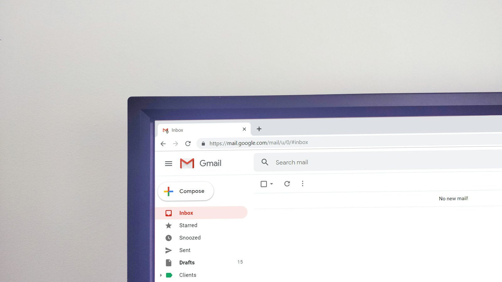 A computer monitor showing a webmail inbox