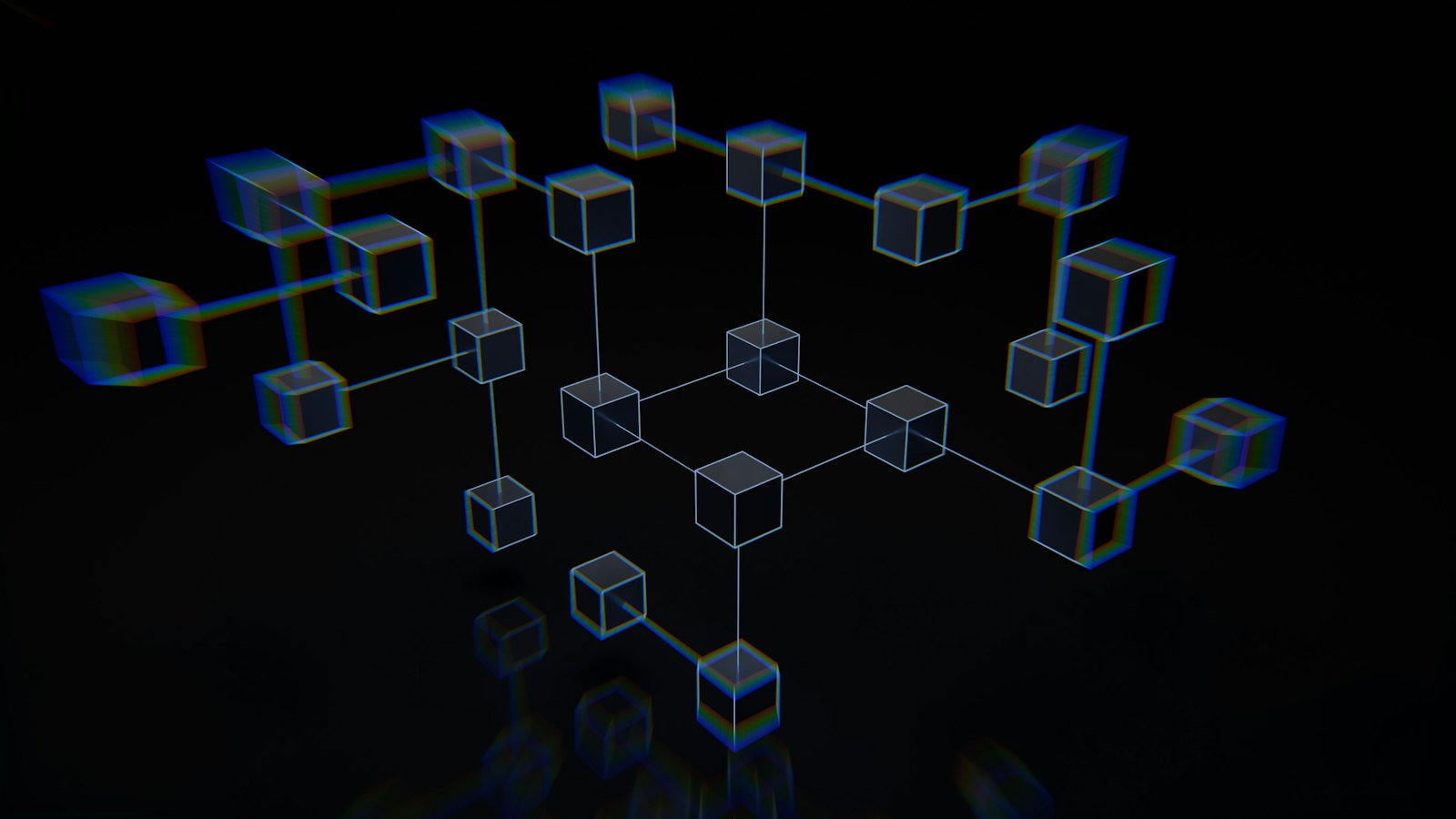 An abstract network of connected cubes