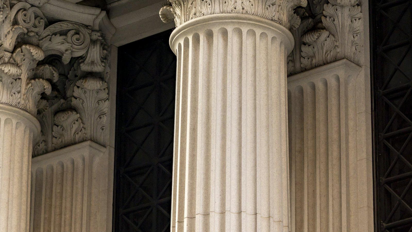 Classical stone columns on a public building