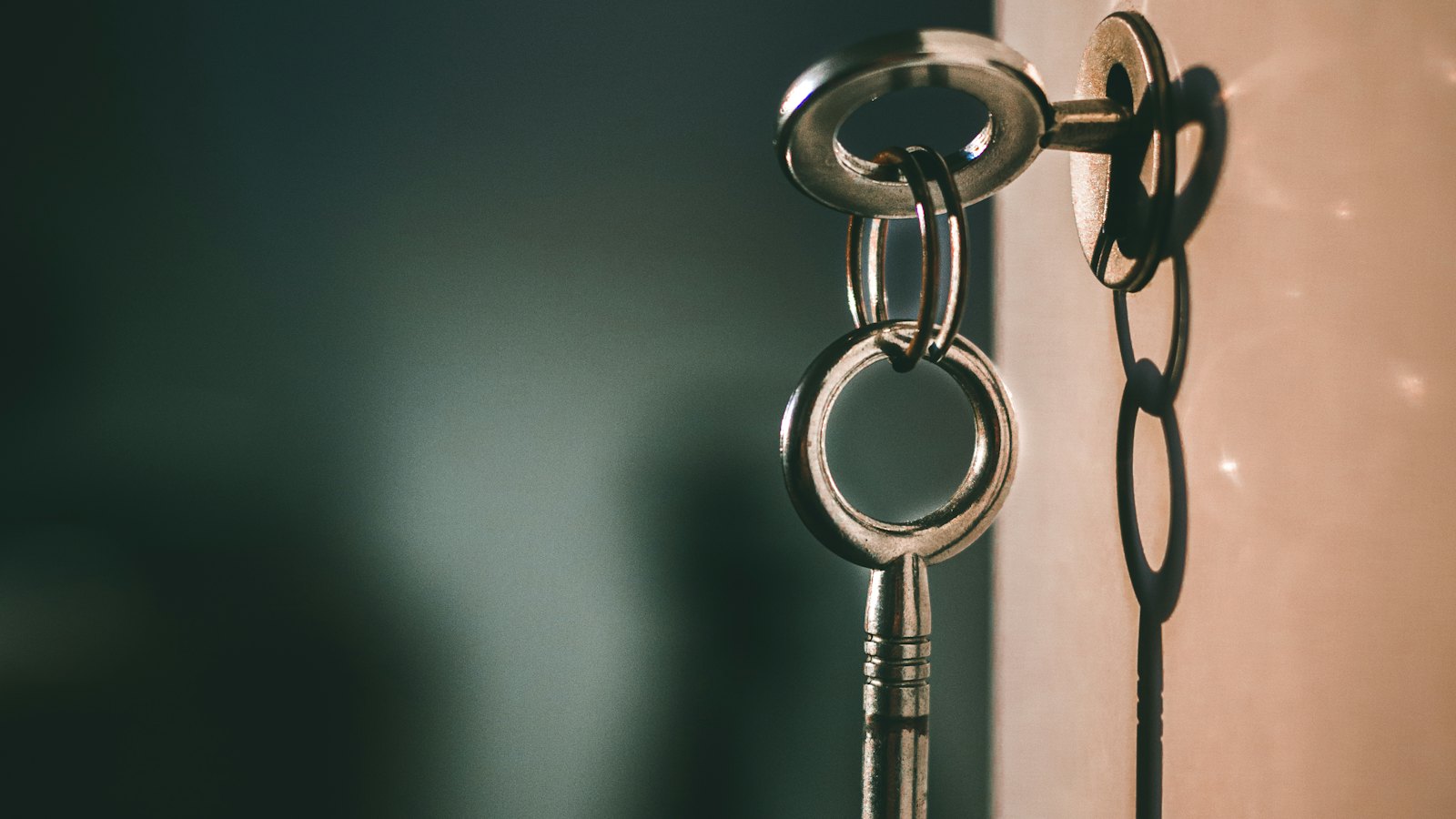 A key in a keyhole