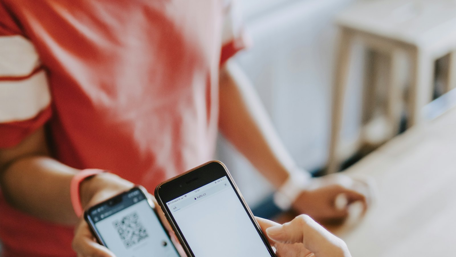 Two phones side by side during a payment