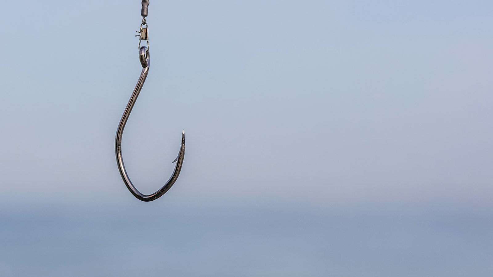 A fishing hook hanging on a line