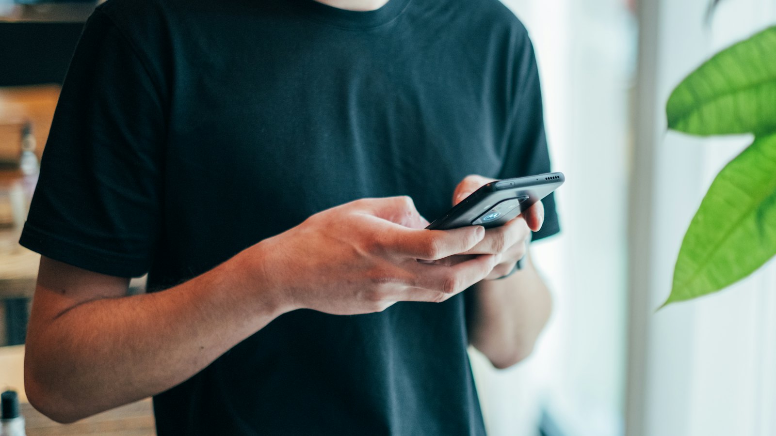 A person using a smartphone